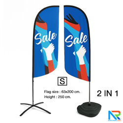 ธงชายหาด รุ่น 2IN 1 ขนาด S แบบใบกล้วย สูง 250 cm.(เมื่อประกอบเสาและผ้าแล้ว) ถอดประกอบได้ พร้อมกระเป๋า 1 ใบ