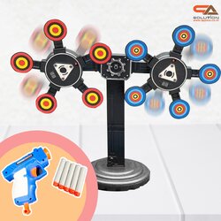 เกมส์ยิงเป้าหมุน เป้าหมุน 360 องศา จำนวน 10 เป้า จอ LED นับคะแนน พร้อมปืนกระสุนโฟม 1 ชุด