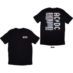 AC/DC Unisex T-Shirt: Mini Logo / Dirty Deeds (Back Print) BLACK