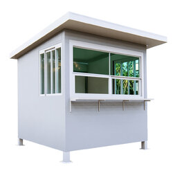 ป้อมยามสำเร็จรูป หุ้มเสา ขนาด (W)2.40 x (L)2.40 x (H)2.60 ม. โครงเหล็ก กรุแผ่นสมาร์ทบอร์ด บานหน้าต่างอลูมิเนียม