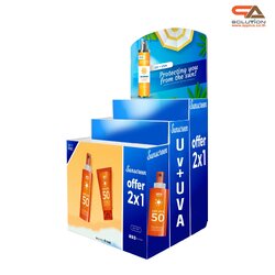 เช่าชั้นวางพลาสวูดขั้นบันได ขนาด (W) 80 x (L)64 x (H)160 cm. มีล้อเลื่อนพร้อมตู้เก็บของด้านหลัง