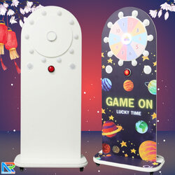 เกมส์วงล้อไฟฟ้าตั้งพื้น แบบปุ่มกดแรนดอม ไฟวิ่งวนพร้อมเสียง ขนาด (W)70 x (D)35 x (H)156 ซม.