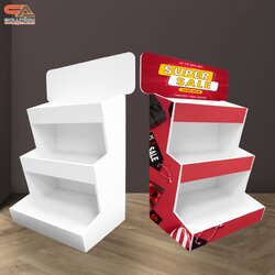 ชั้นวางสินค้าตั้งโต๊ะ TB12 พร้อมชั้นวาง 3 ชั้น ขนาด(W)35 x (D)30 x (H)65 ซม. วัสดุพลาสวูดหนา 8 มม.พร้อมงานพิมพ์