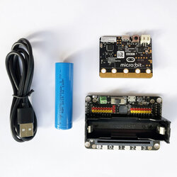 บอร์ดขยายและ Micro Bit (บอร์ดไมโครบิท) ครบชุด พร้อมสายMICRO USB และแบต18650-2000 mAh.