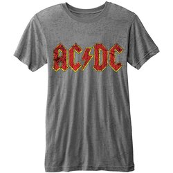 AC/DC Unisex Burnout T-Shirt: Classic Logo CHARCOAL GREY