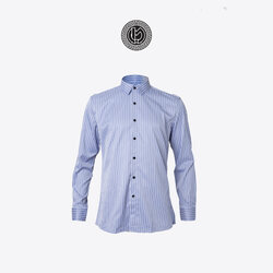 เสื้อเชิ้ตลายทางสีขาวฟ้า ฺBlue White Striped Shirt (Standard Collar)