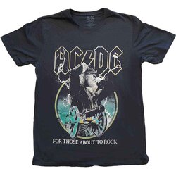 AC/DC Unisex T-Shirt: For Those About To Rock Yellow Outlines BLACK