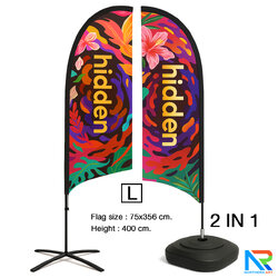 ธงชายหาด รุ่น 2IN 1 ขนาด L แบบใบกล้วย สูง 400 cm.(เมื่อประกอบเสาและผ้าแล้ว) ถอดประกอบได้ พร้อมกระเป๋า 1 ใบ
