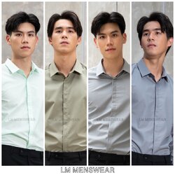 เสื้อเชิ้ตคุณภาพ คอปก 2 แบบ (ซ่อนกระดุม / โชว์กระดุม) เขียวมิ้นท์(Mint Green) เขียวมะกอก(Olive Green) เทา(Grey) เทาเข้ม(Dark Grey)