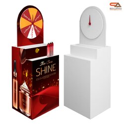 เช่าเกมส์วงล้อ พร้อมชั้นวางสินค้า แบบขั้นบันได 2 ชั้น ขนาด (W)60 x (D)45 x (H)165 ซม.พร้อมงานพิมพ์สติ๊กเกอร์