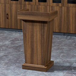 เช่าโพเดียมไม้ ลายไม้สีสัก ขนาด TOP (W)60 x (D)50 cm. สูง 109 cm. พร้อมชั้นวางของ