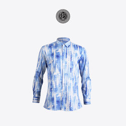 Blue White Painting Patterned Shirt