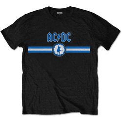 AC/DC Unisex T-Shirt: Blue Logo & Stripe BLACK