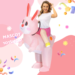 ชุดขี่กระต่ายเป่าลม ชุดมาสคอตขี่กระต่าย