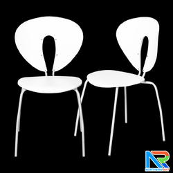 เช่าเก้าอี้ พลาสติกโพลีโพรพิลีน (PP) สีขาว ทรงโมเดิร์น ขาเหล็กชุบโครเมียม