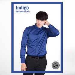เสื้อเชิ้ตสีน้ำเงินอินดิโก้ Indigo Blue Shirt (Standard Collar)