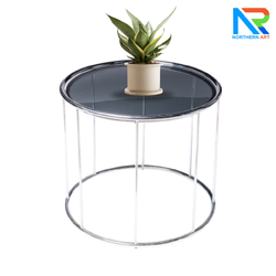 เช่าโต๊ะกลม Top กระจก บอดี้และฐาน สแตนเลสเกรด 304