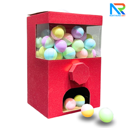 เกมส์หมุนบอล จับรางวัล ตั้งโต๊ะ กล่องสีแดง ขนาด 23 x 18 x 35 cm. พร้อมลูกบอลใส่ฉลาดขนาด 45 มม. จำนวน 40 ลูก
