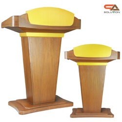 โพเดียมลายไม้สีสักและสีทอง รุ่น PD-07 ขนาดTOP (W)90 x (L)46 x (H)120 ซม. พร้อมชั้นวางของ