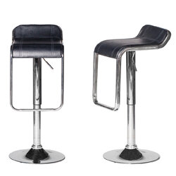 เช่าเก้าอี้บาร์ เบาะหนังสีดำ ปรับสูงต่ำได้ ขาเหล็กชุบโครเมี่ยม