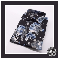 Blue-Black Flower Patterened Shirt