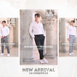 Business Striped Trousers กางเกงสแลคลายทาง ทรงกระบอกเล็ก