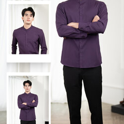 เสื้อเชิ้ตคุณภาพ คอจีน สีม่วง (Violet)