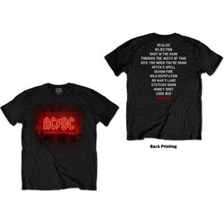 AC/DC Unisex T-Shirt: Dark Stage/Track list (Back Print) BLACK