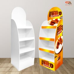 ชั้นวางสินค้าพลาสวูด 4 ชั้น ขนาด (W)45 x (W)40 x (W)150 ซม. พร้อมงานพิมพ์ พลาสวูดหนา 8 มม.