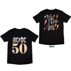 AC/DC Unisex T-Shirt: Bolt Array (Back Print) BLACK