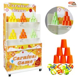 เช่าเกมส์ปาแก้ว ขนาดโครง (W) 90 x (L)50 x (H)176 cm. พร้อมแก้ว 36 ใบ และบอลโฟม 12 ลูก