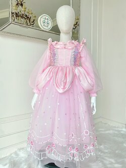 ชุดเจ้าหญิงออโรร่าแขนยาว ต่อผ้าระย้าช่วงเอวลงมา