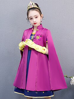 ชุดเจ้าหญิงอันนา ภาค 2 เซตเดรสสีน้ำเงินพร้อมเสื้อคลุมทรงสูทสีม่วงมาเจนต้า