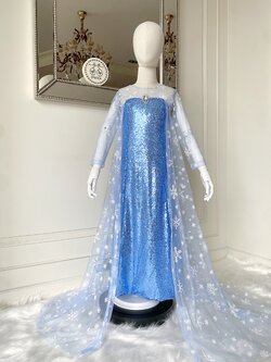 ชุดเจ้าหญิงเอลซ่า รุ่นคลาสสิค ปักเลื่อมวิ้งๆ สีฟ้าน้ำทะเล หรูหรามาก