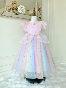 ชุดเจ้าหญิงยูนิคอร์น แขนตุ๊กตา ประดับเข็มกลัดตรงกลาง