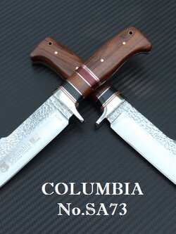 มีด COLUMBIA รุ่น SA73 ใบตอกลายขรุขระ ด้ามไม้แท้อย่างดี พร้อมซองไนลอน