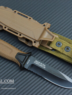 มีดใบตายสายลุย Gerber Strong Arm Semi Serrated Fixed Blade OEM สีน้ำตาล