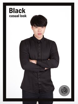 เสื้อเชิ้ตสีดำ Black Shirt (Standard Collar)