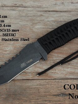 มีดใบตาย COLUMBIA รุ่น S025D สีรมดำ มีด FULL TANK สีเหล็กดิบใบลาย พร้อมซองไนลอน