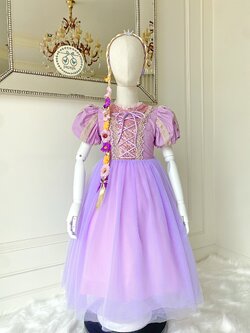 ชุดเจ้าหญิงราพันเซล รุ่นแขนตุ๊กตาแต่งริบบิ้น พร้อมที่คาดผมเปียและปลอกแขน