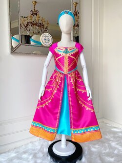 ชุดเจ้าหญิงจัสมิน (Jasmine) สีชมพูบานเย็น พร้อมผ้าคาดผม