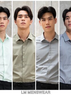 เสื้อเชิ้ตคุณภาพ คอปก 2 แบบ (ซ่อนกระดุม / โชว์กระดุม) เขียวมิ้นท์(Mint Green) เขียวมะกอก(Olive Green) เทา(Grey) เทาเข้ม(Dark Grey)