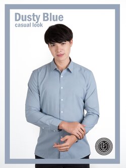 เสื้อเชิ้ตสีคราม Dusty Blue Shirt (Standard Collar)