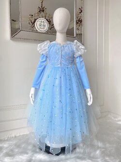 ชุดเจ้าหญิงซินเดอเรลล่า รุ่นคลาสสิค อกปักเลื่อม แขนตุ๊กตา