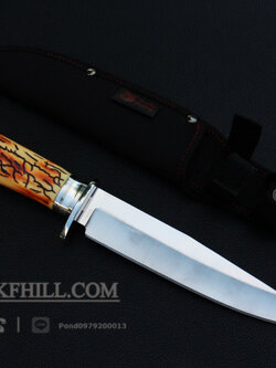 มีดใบตาย COLUMBIA รุ่น G39 ใบมีดสีเงินเรียวยาว ด้ามจับ ลายแกะลายเขากวางจำลอง อย่างดี พร้อมซองไนลอน