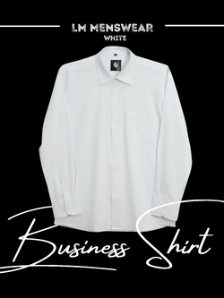 Business Shirt เสื้อเชิ้ต รุ่นบิสเนส โทนสีขาว ปก Semi-Spread Collar ทางการ เหมาะสำหรับใส่เน็คไทด์