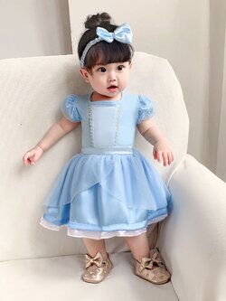 ชุดเจ้าหญิงซินเดอเรลล่าวัยทารก บอดี้สูท พร้อมโบว์คาดผม