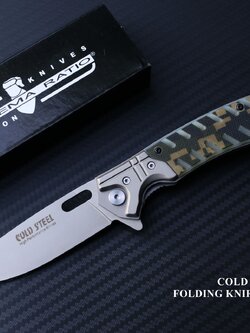 มีดพับcold steel รุ่น M1 NAVY ใบมีดทรง Drop Point 4 " ด้ามจับ G10 OEM (ด้ามลายพราง)