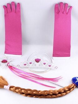 เซตเครื่องประดับเจ้าหญิงพร้อมผมเปียโทนสีชมพู