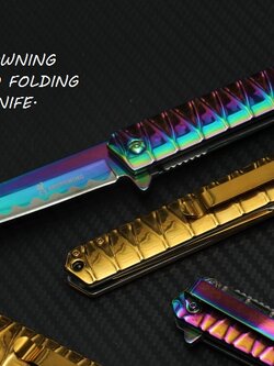 มีดพับ BROWNING FOLDING TANTO ใบมีดหัวตัด Stainless Steel. ไทเท